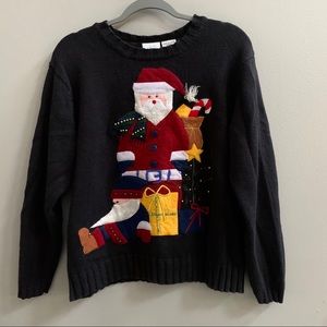 Vintage Ugly Christmas Santa embroidered Sweater